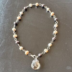 MIADORA pearl sterling silver quartz pendent necklace 1990’s